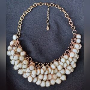 Gold and Cream Bib Necklace